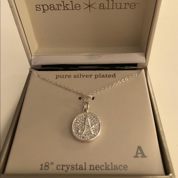 Jewelry - 18” Crystal Necklace with Letter “A” Pendant